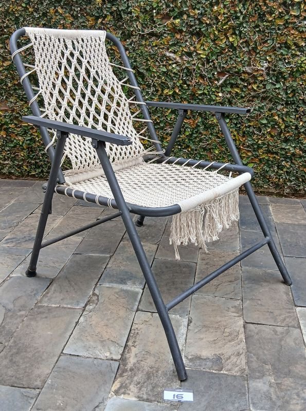 Silla Reposera Plegable Artesanal con Tejido Macramé - imagen 1