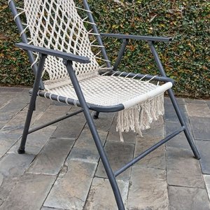 Silla Reposera Plegable Artesanal con Tejido Macramé - imagen 1