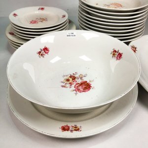 Juego de 22 piezas de porcelana OLMOS con flores y guarda dorada - imagen 3