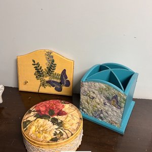 Lote de Decoración: Cabeza de Buda, Cajas y Organizador - imagen 3