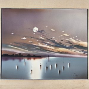 Pintura "Escena Nocturna" de Emilio Bolinches, Acrílico sobre Fibra Firmado - imagen 3
