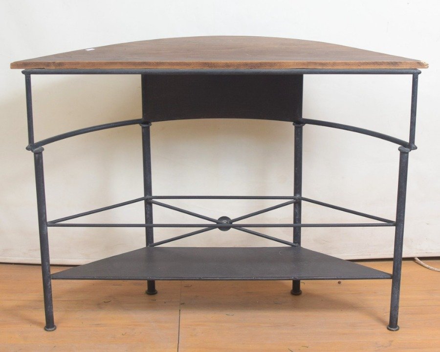 Consola rustica medio punto en hierro con tapa en madera maciza - imagen 3