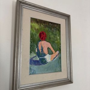 Óleo "Joven Sentado" por Rubén R. Santana Alfonso, Interpretación de Émile Bernard - imagen 4