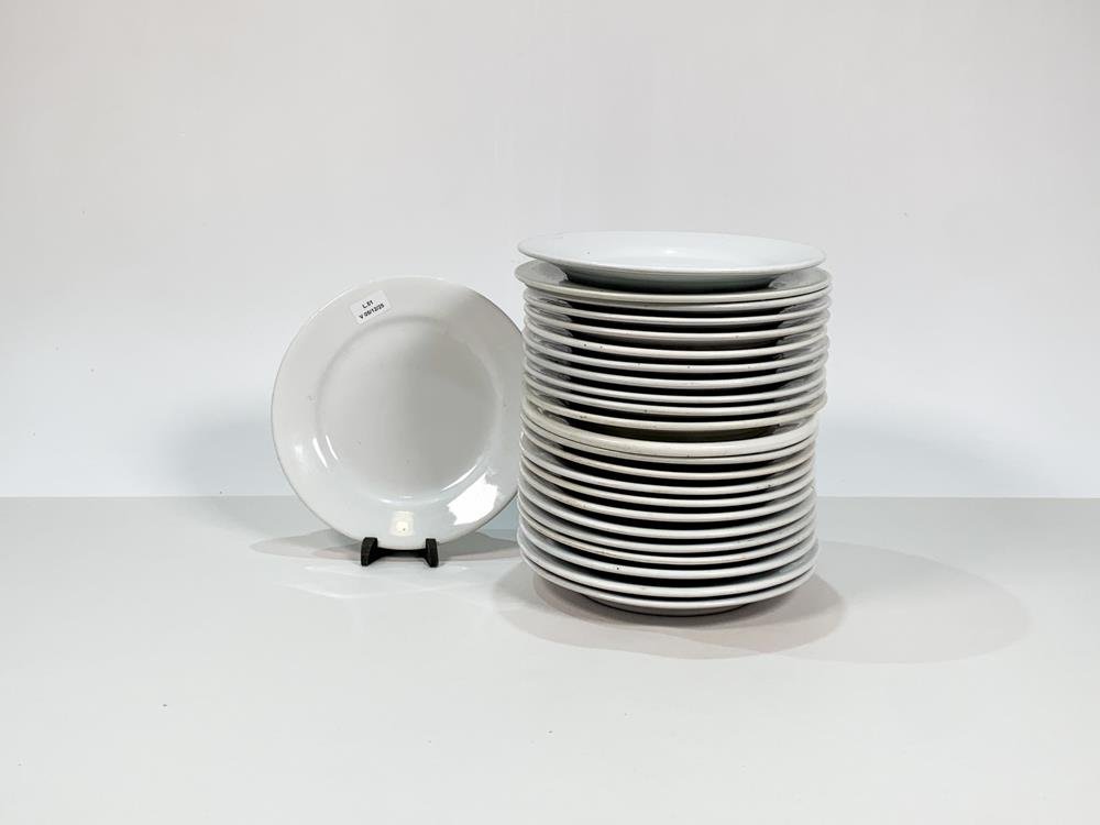 Lote de 24 Platos para Postre de Loza Blanca "Olmos" - 19 cm Diámetro