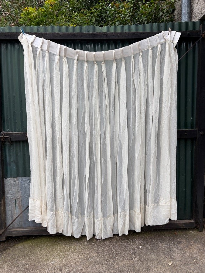 Cortina Voile Blanca con Borde Decorativo 190x170 cm