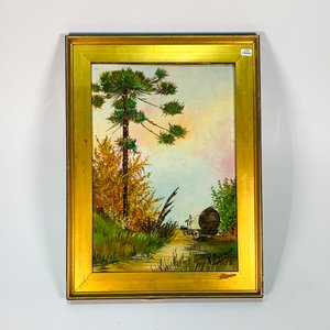 Lote anterior: Cuadro Óleo Paisaje Campestre "T. Picardo" con Carretón y Marco Dorado