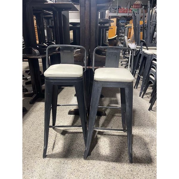 Par de Taburetes Altos Metálicos con Respaldo y Asiento Tapizado Delfino Álvarez