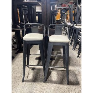 Par de Taburetes Altos Metálicos con Respaldo y Asiento Tapizado Delfino Álvarez - imagen 1