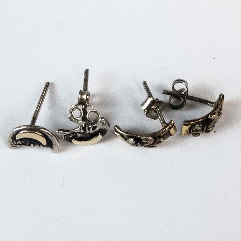 Pares de caravanas de plata y oro doble - imagen 2