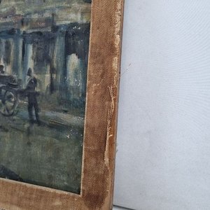 Óleo Antiguo "Escena Urbana con Tranvía" de Carlo Castelfranchi - imagen 7
