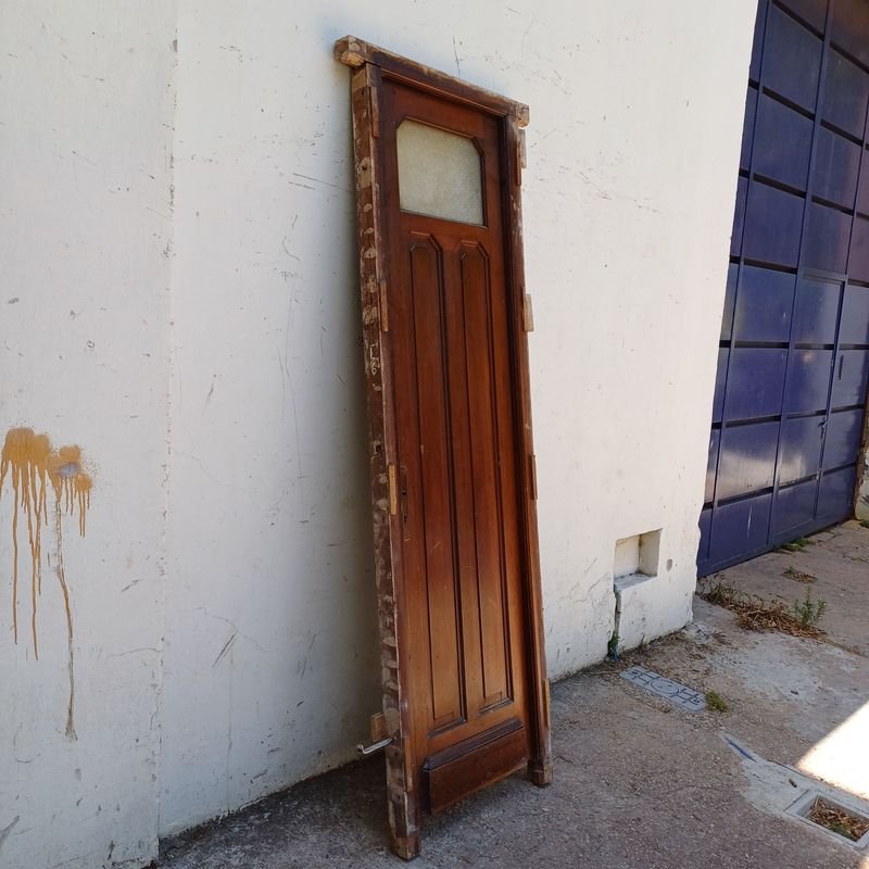 Puerta de tablero y vidrio con marco, completamente en cedro - imagen 3