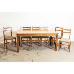 Mesa de Comedor Rectangular con Seis Sillas Tapizadas - imagen 1