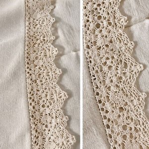 Mantel Artesanal Vintage con Bordados Florales y Encaje Crochet - imagen 2