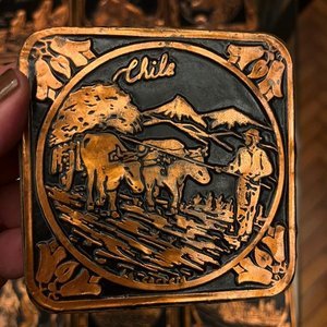 Set de 12 Posavasos de Corcho y Cobre con Escenas Típicas de Chile - imagen 3