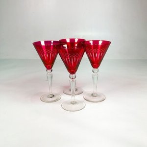 Juego de 4 Copas de Cristal Tallado Rojo 17 cm - imagen 3
