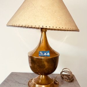 Velador de Cobre con Pantalla de Cuero, 50 cm - imagen 1