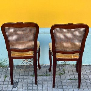 Par de Sillas Clásicas Estilo Francés con Estructura de Madera y Esterilla - imagen 6