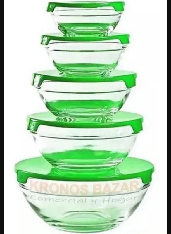 Set de 5 Recipientes de Vidrio con Tapa Verde