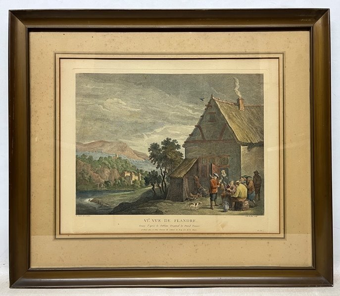 Lote anterior: Grabado de David Teniers: Escena de campesinos y paisaje