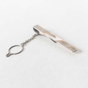 Trabacorbatas de Plata y Oro Double con Cadena - 6 cm - imagen 2