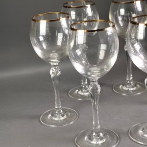 Seis Copas de Cristal para Vino Blanco con Borde Dorado - imagen 4