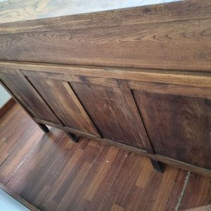 Escritorio Antiguo Americano de Madera con Alzada y Cortina - imagen 6