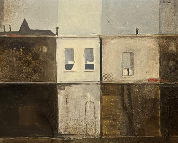 Oleo sobre tela "Fachada" de Jorge Ruano, 1982