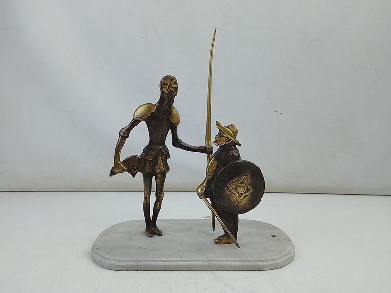 Escultura de Don Quijote y Sancho Panza en Metal Patinado