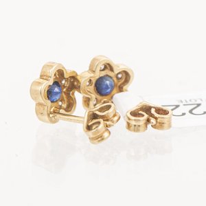 Par de Arracadas de Oro 18k con Zafiros y Brillantes - imagen 2
