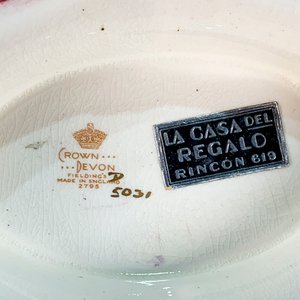 Centro de Loza Oval Crown Devon Bordó y Dorado con Asas - imagen 5