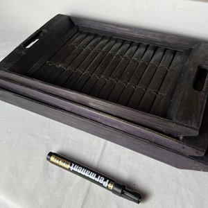 Set de 3 Bandejas/Centros de Mesa de Madera Oscura - imagen 6