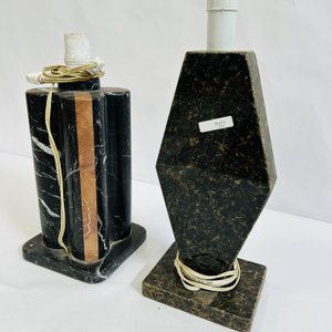 Par de Luminarias de Sobremesa en Mármol Negro y Rosa - imagen 3