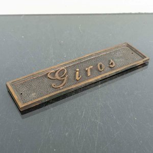 Placa Rectangular de Bronce "GIROS" Antigua - imagen 1