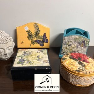 Lote de Decoración: Cabeza de Buda, Cajas y Organizador - imagen 5