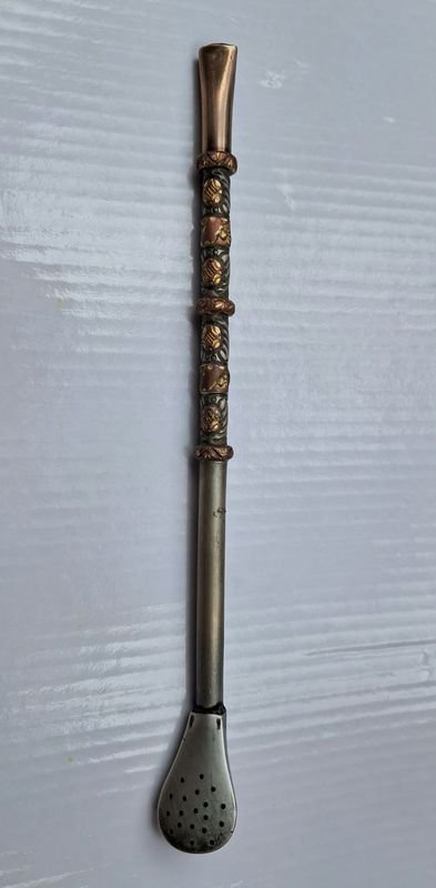 Bombilla para Mate con Detalles en Oro y Plata