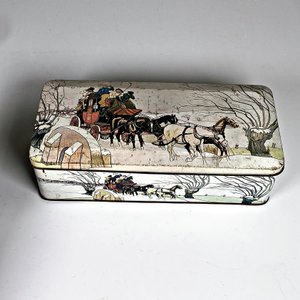 Arcón de Madera y Latas de Colección con Escenas Invernales - imagen 5