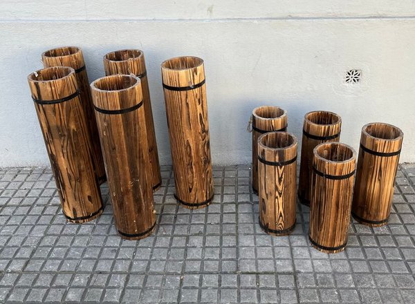 Lote de 10 Paragüeros de Madera Rústica - imagen 1
