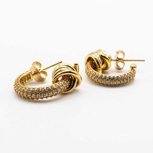 Aros de Plata Bañados en Oro con Circones - imagen 2