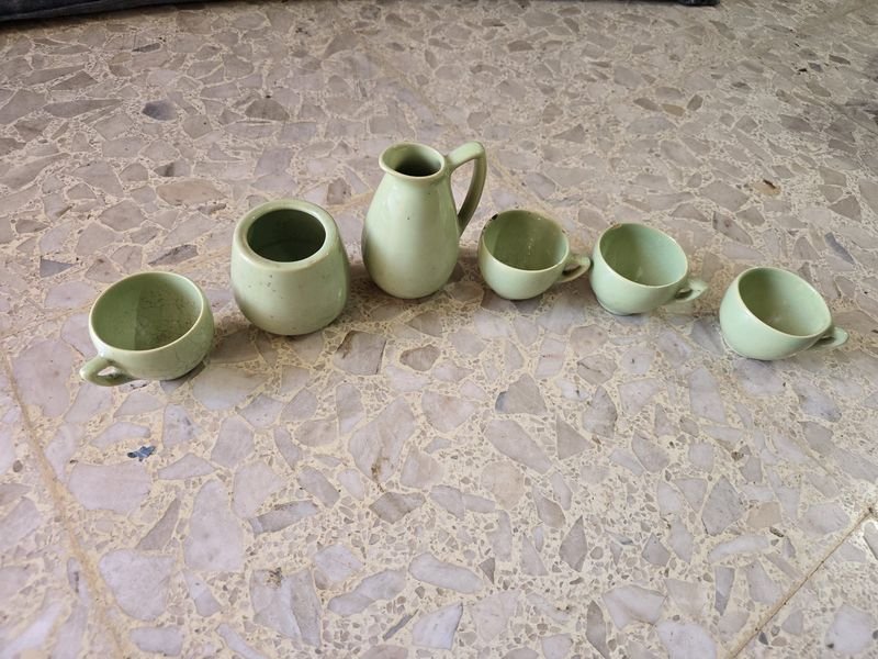Juego de Café de Cerámica Verde Claro
