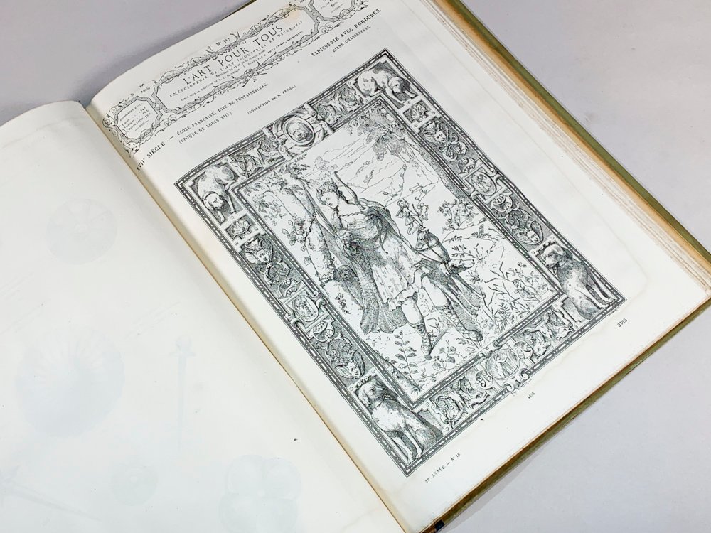 Libro de arte 'Art Pour Tous' (1883) con decoraciones en blanco y negro - imagen 3