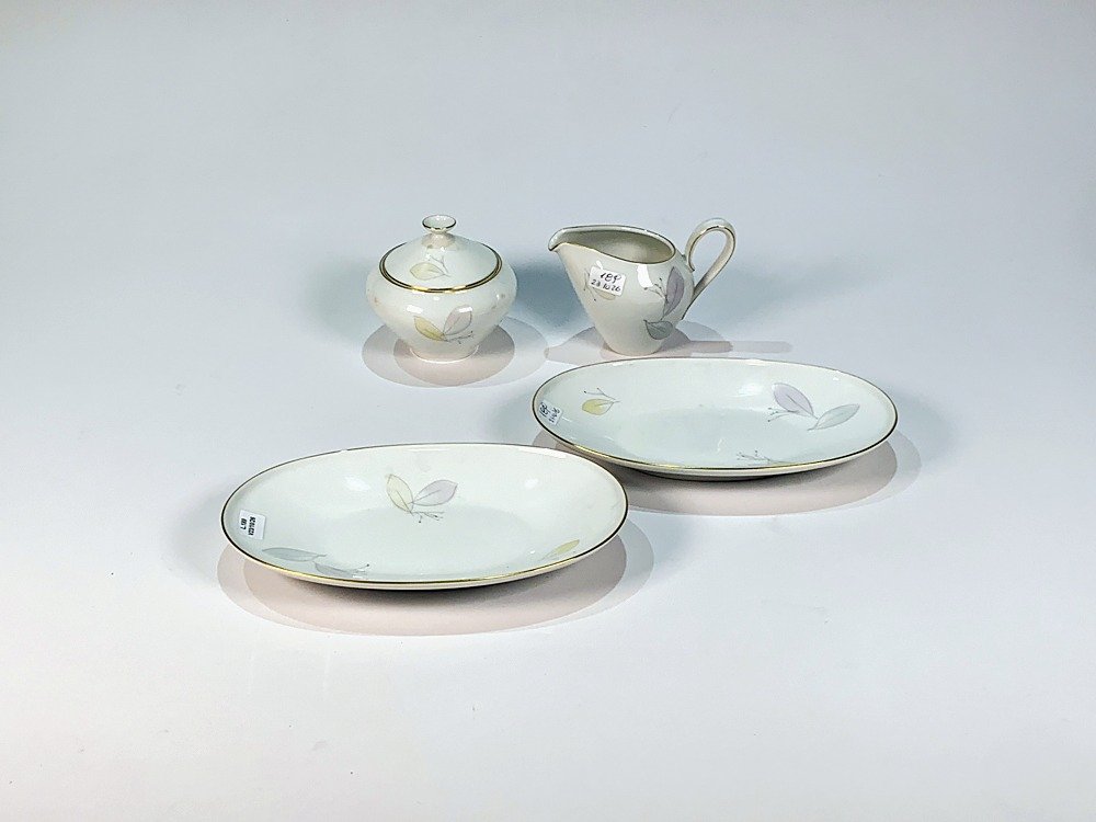Conjunto Porcelana Bavaria "Grazie" Lechera, Azucarero y Dos Paneras Ovales