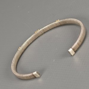 Pulsera Rígida de Plata y Oro Ajustable - imagen 5