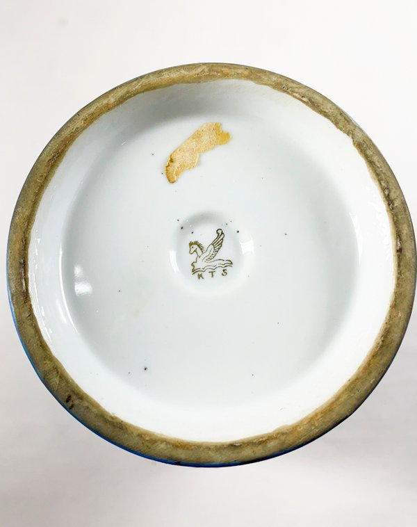 Vaso en porcelana oriental azul floral de 28 cm - imagen 3
