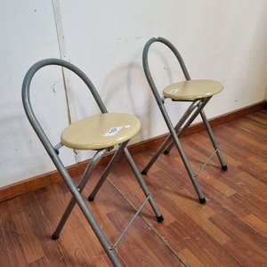 Banquetas Plegables Redondas Estructura Gris (2 Unidades) - imagen 3