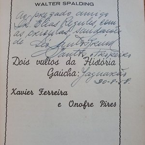 Folleto "Dois Vultos da História Gaúcha" de Walter Spalding, Firmado y Dedicado en 1958 - imagen 2