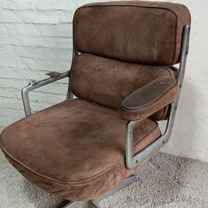 Silla de Escritorio Tapizada en Cuero Gamuzado Marrón - imagen 5