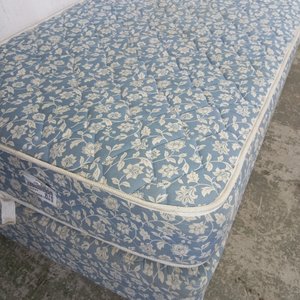 Somier de 1 Plaza con Colchón de Resortes, Tela Floreada Azul - imagen 4