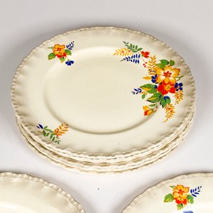 Ocho Platos Llanos de Loza Inglesa con Decoración Floral - Diámetro 23 cm - imagen 3
