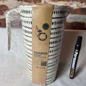 Jarra de Melamina Blanca con Diseño Rayado Negro - imagen 4