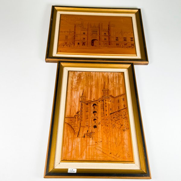 Dos cuadros de castillos en madera - imagen 1